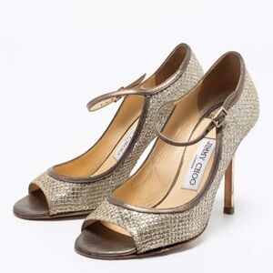 Jimmy Choo Silver Tahiti | champagne glitter | Size 37.5 or US Women’s 7